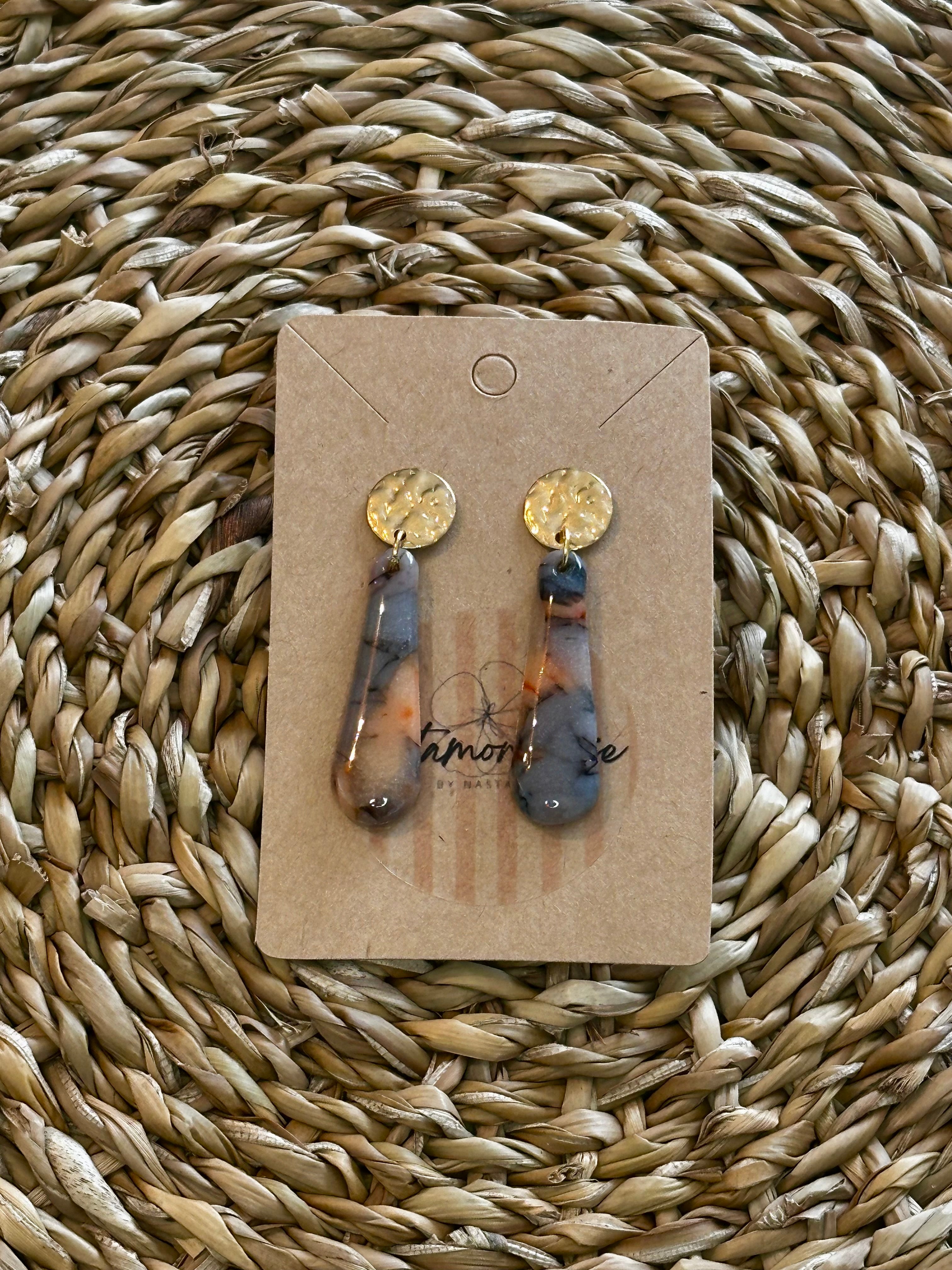 Marbrée bleue et orange